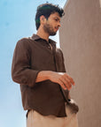 Dark Brown Pure Linen Shirt
