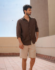 Dark Brown Pure Linen Shirt