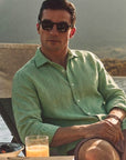 Muted Green Irish Linen Shirt