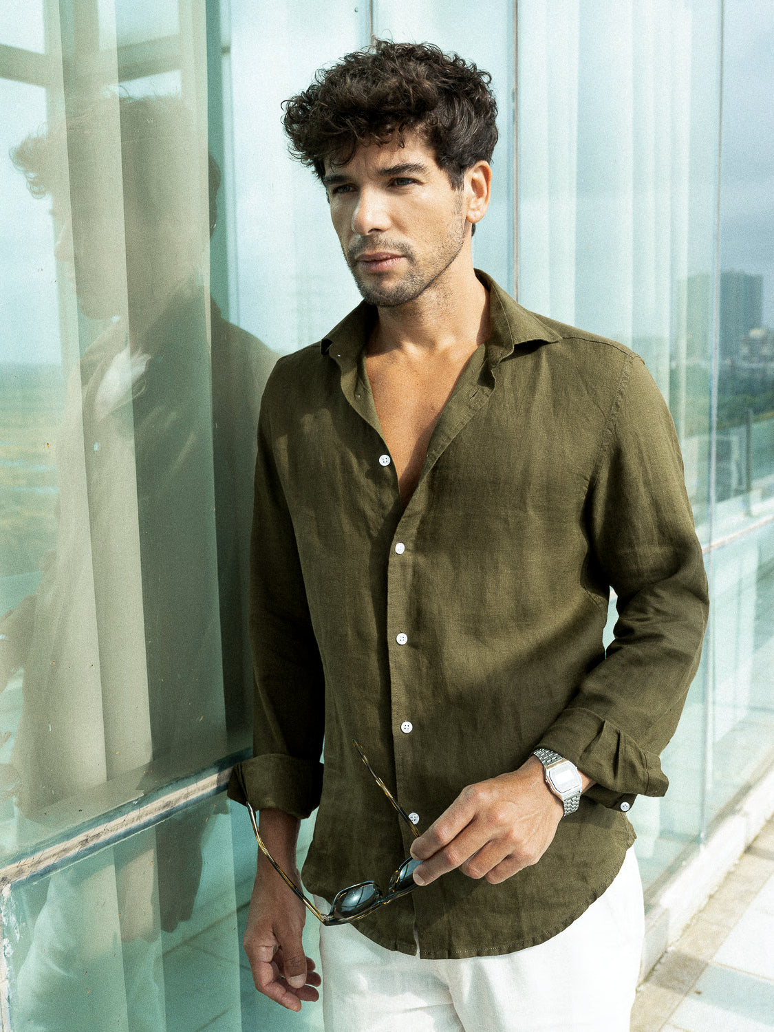 olive dress shirt Olive Green Irish Linen Shirt – Stan Edition