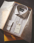 Beige Striped 100% Cotton Shirt