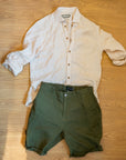 Military Green Linen Shorts