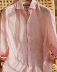 Light Pink Pure Linen Shirt - 70 Lea