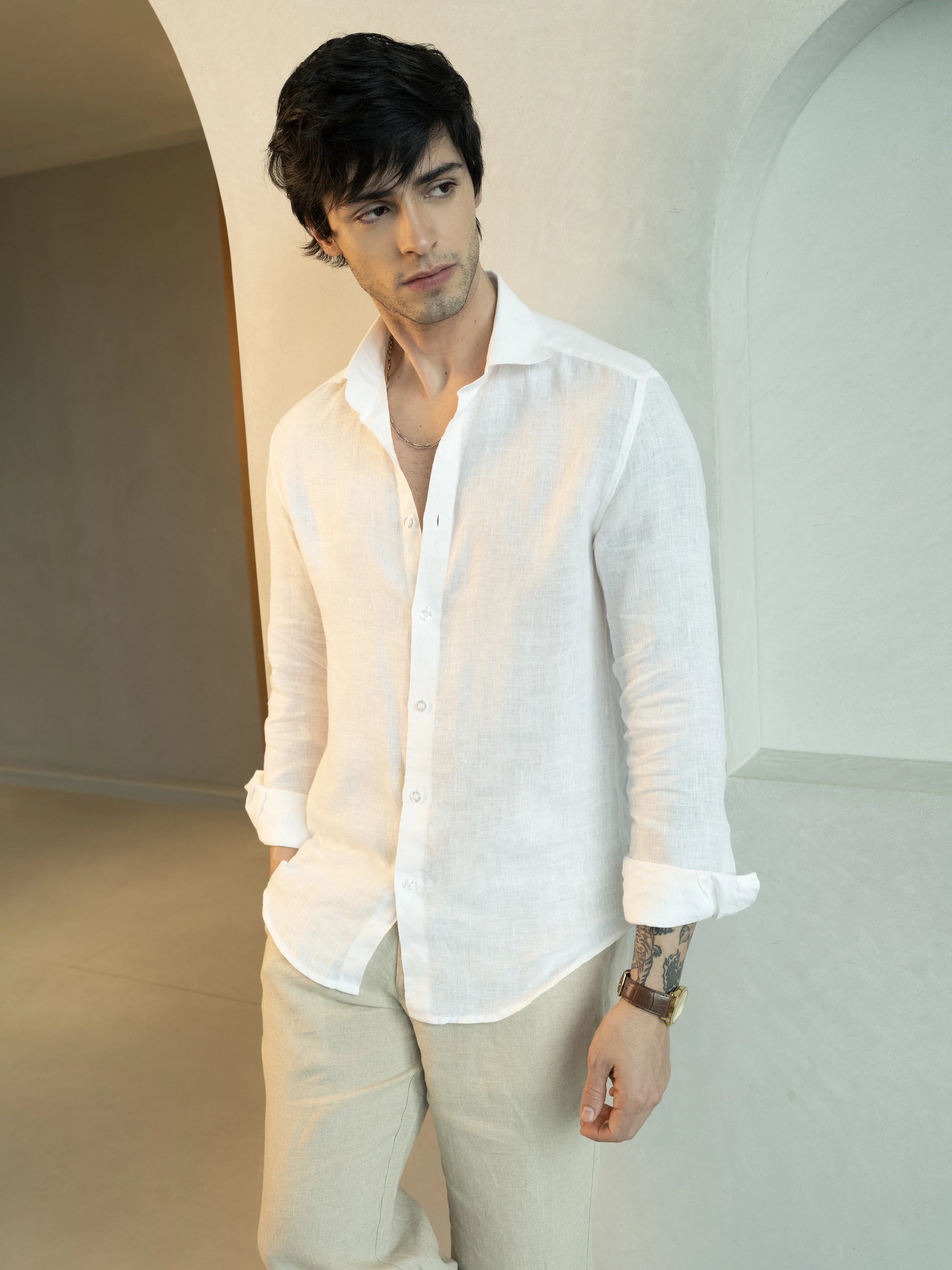White Irish Linen Shirt
