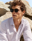 Beige Striped 100% Cotton Shirt
