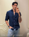 Navy Blue Irish Linen Shirt