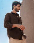 Dark Brown Pure Linen Shirt