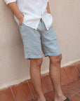 Mint Green Linen Shorts