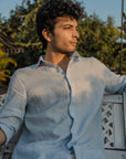 Sky Blue Pure Linen Shirt - 70 Lea