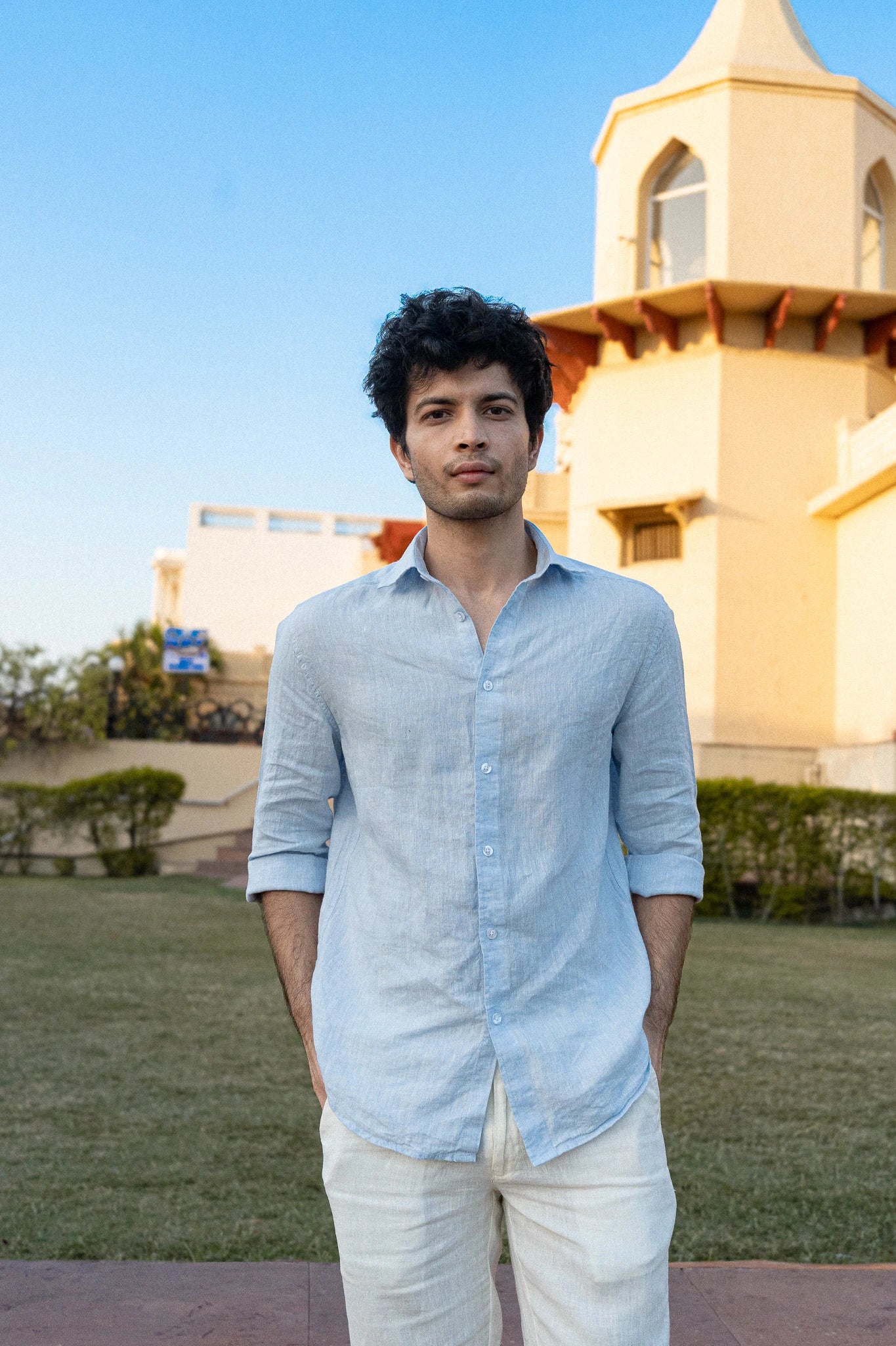 Sky Blue Pure Linen Shirt - 70 Lea