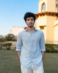 Sky Blue Pure Linen Shirt - 70 Lea