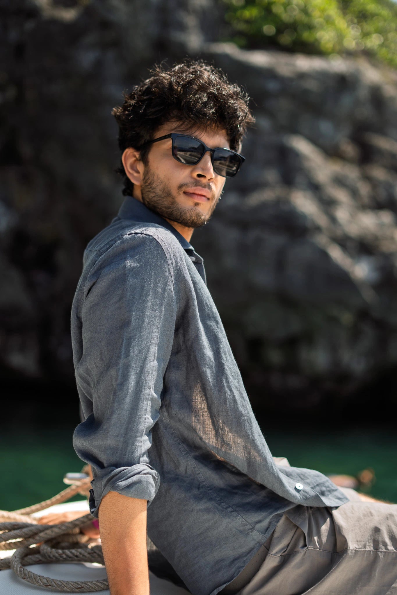 (Bestseller) Grey Linen Shirt