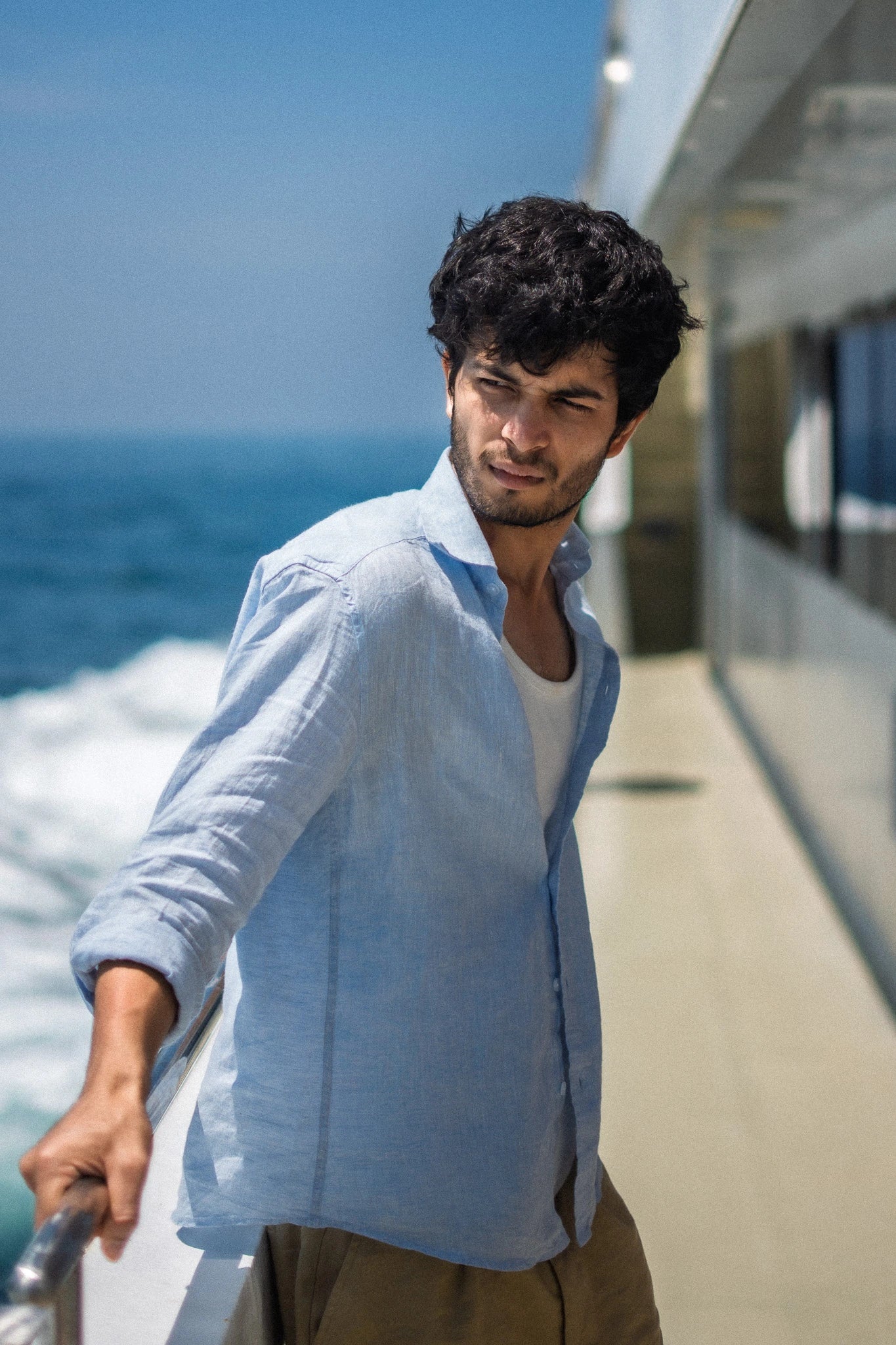 Sky Blue Pure Linen Shirt - 70 Lea
