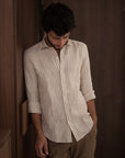 Beige Striped Irish Linen Shirt