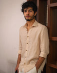Beige Pure Linen Shirt - 70 Lea