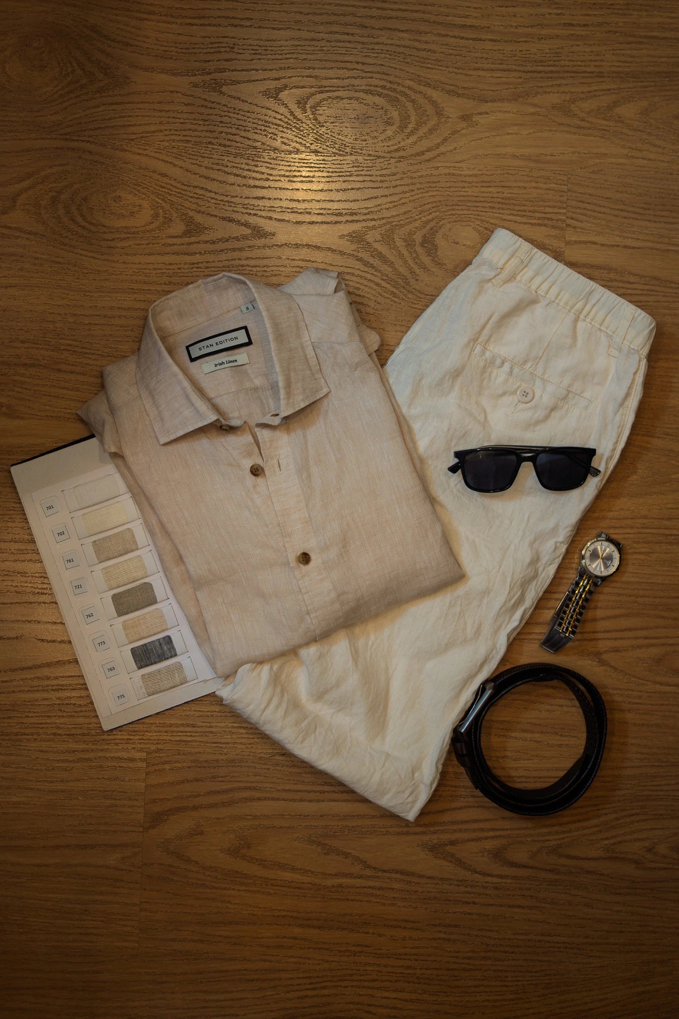 Beige Pure Linen Shirt - 70 Lea