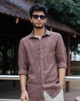 Mocha Brown Irish Linen Shirt
