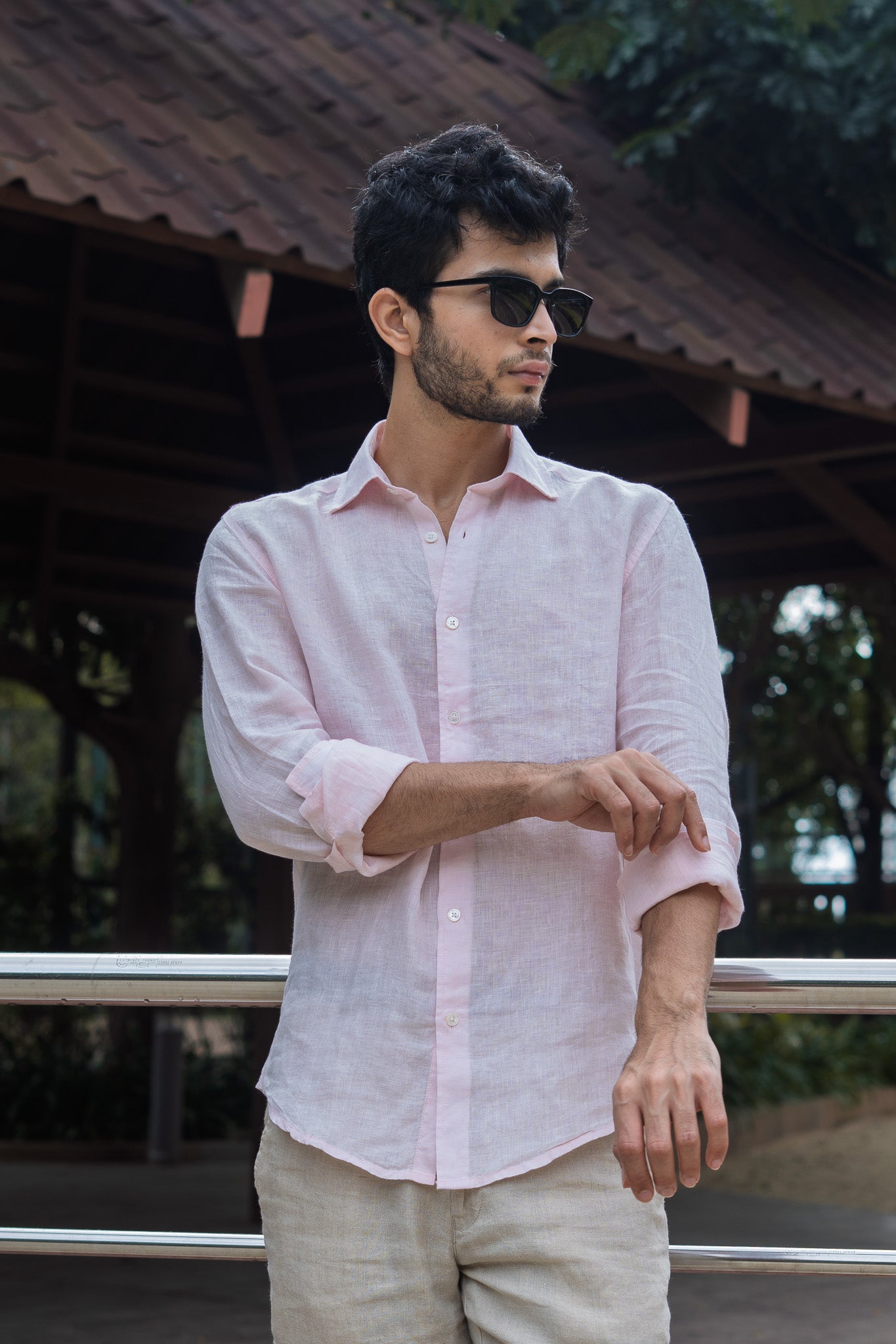 Light Pink Pure Linen Shirt - 70 Lea