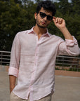Light Pink Pure Linen Shirt - 70 Lea