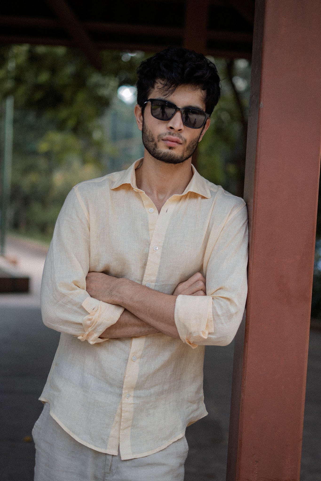 Yellow Pure Linen Shirt - 70 Lea