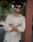 Yellow Pure Linen Shirt - 70 Lea (with Custom durable buttons)
