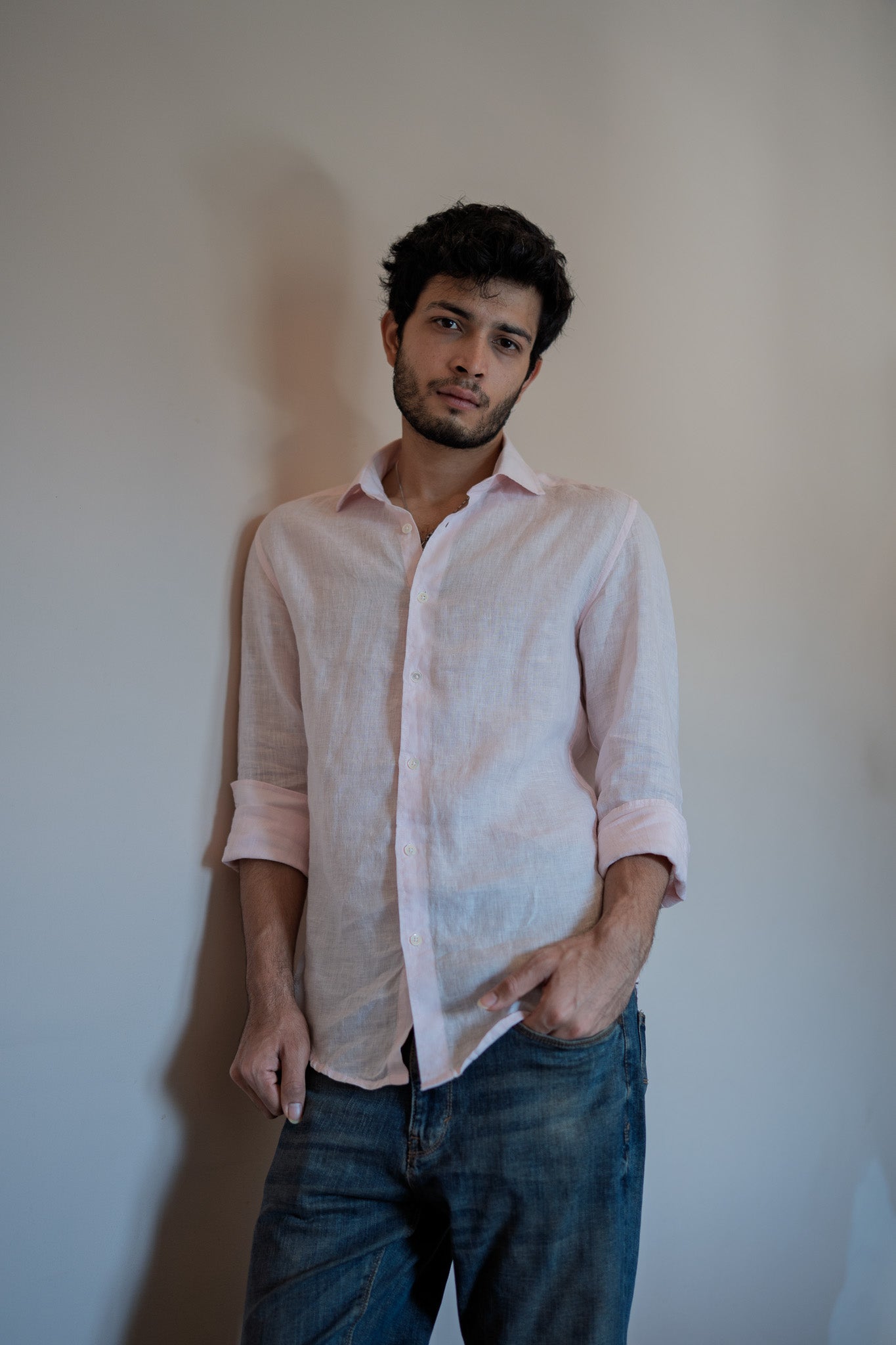 Light Pink Pure Linen Shirt - 70 Lea
