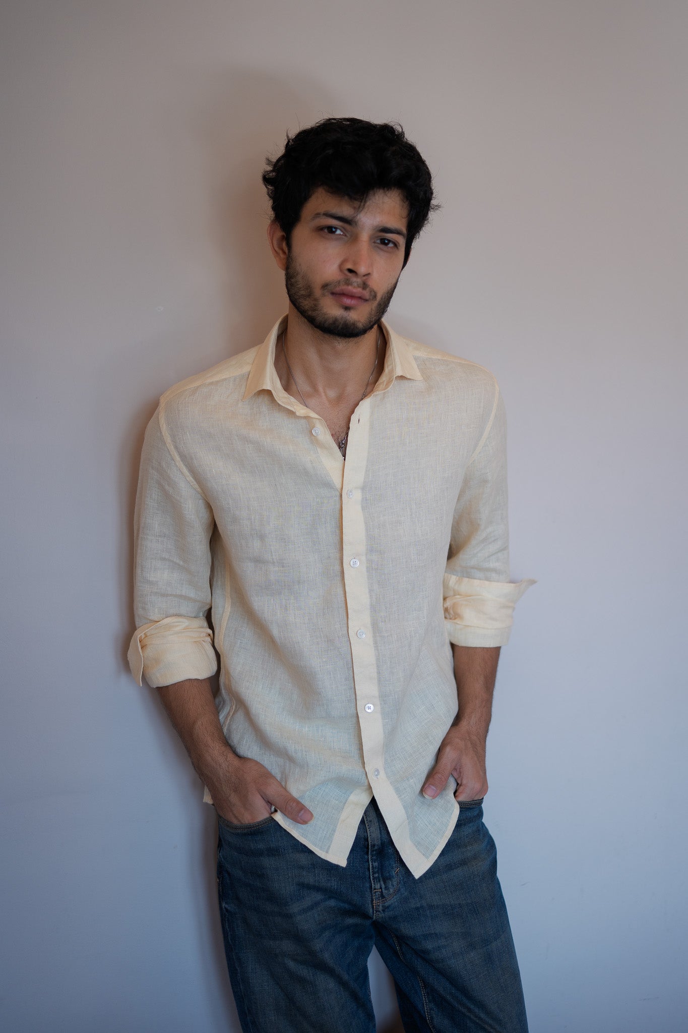 Yellow Pure Linen Shirt - 70 Lea