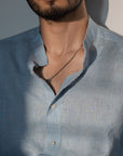 Sky Blue Irish Linen Shirt - Mao Collar