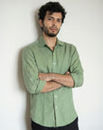 Muted Green Irish Linen Shirt