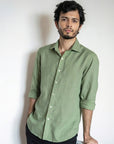 Muted Green Irish Linen Shirt