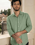 Muted Green Irish Linen Shirt