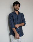 Ink Blue Pure Linen Shirt