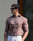 Mocha Brown Irish Linen Shirt