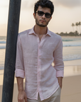 Light Pink Pure Linen Shirt - 70 Lea