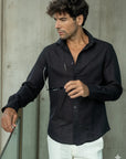 Black Irish Linen Shirt