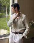 Beige Striped Irish Linen Shirt