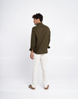 Olive Green Irish Linen Shirt