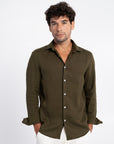 Olive Green Irish Linen Shirt