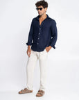 Navy Blue Irish Linen Shirt
