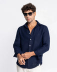 Navy Blue Irish Linen Shirt