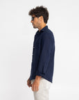 Navy Blue Irish Linen Shirt