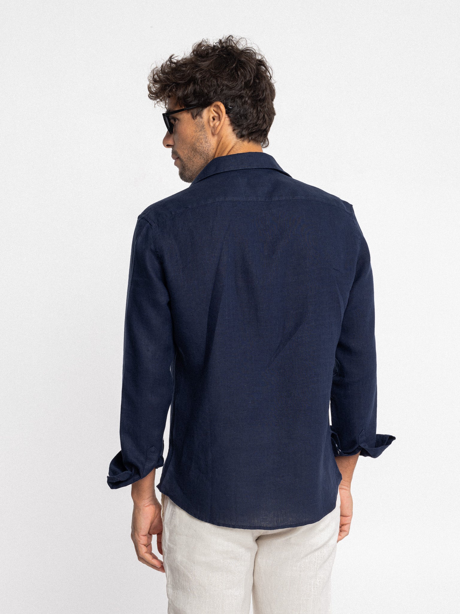 Navy Blue Irish Linen Shirt