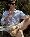 Sky Blue Pure Linen Shirt - 70 Lea