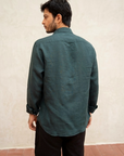 Dark Green Irish Linen Shirt