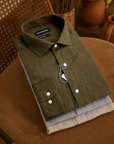 Olive Green Irish Linen Shirt