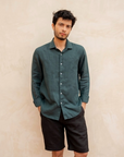 Dark Green Irish Linen Shirt