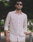 Light Pink Pure Linen Shirt - 70 Lea