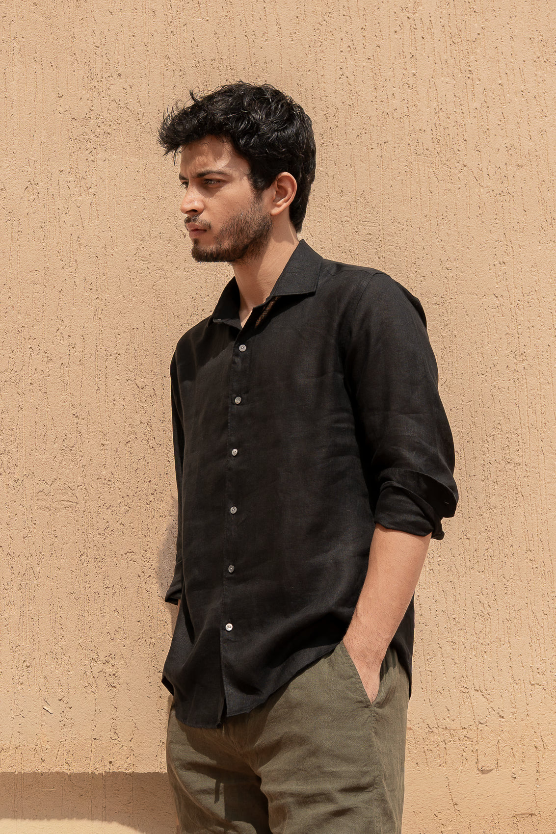 Black Irish Linen Shirt - 70 LEA