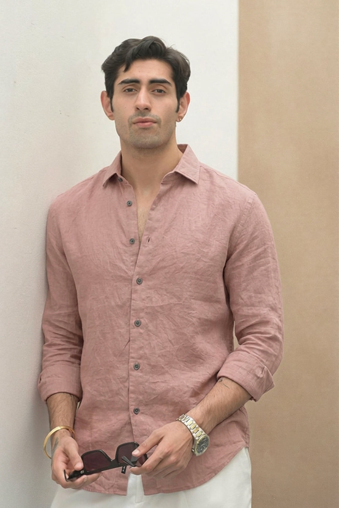 Irish Linen Shirt - Dusty Rose