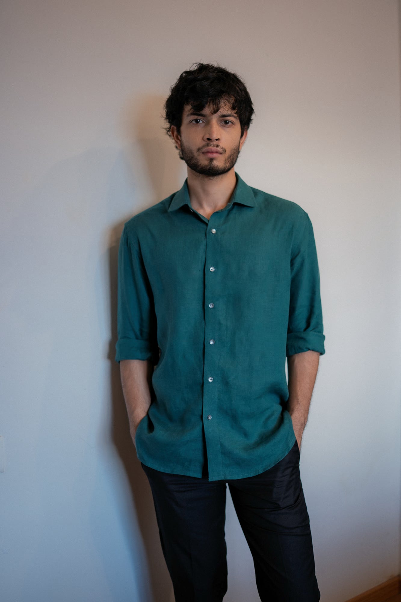 Transformative Teal Irish Linen Shirt – Stan Edition